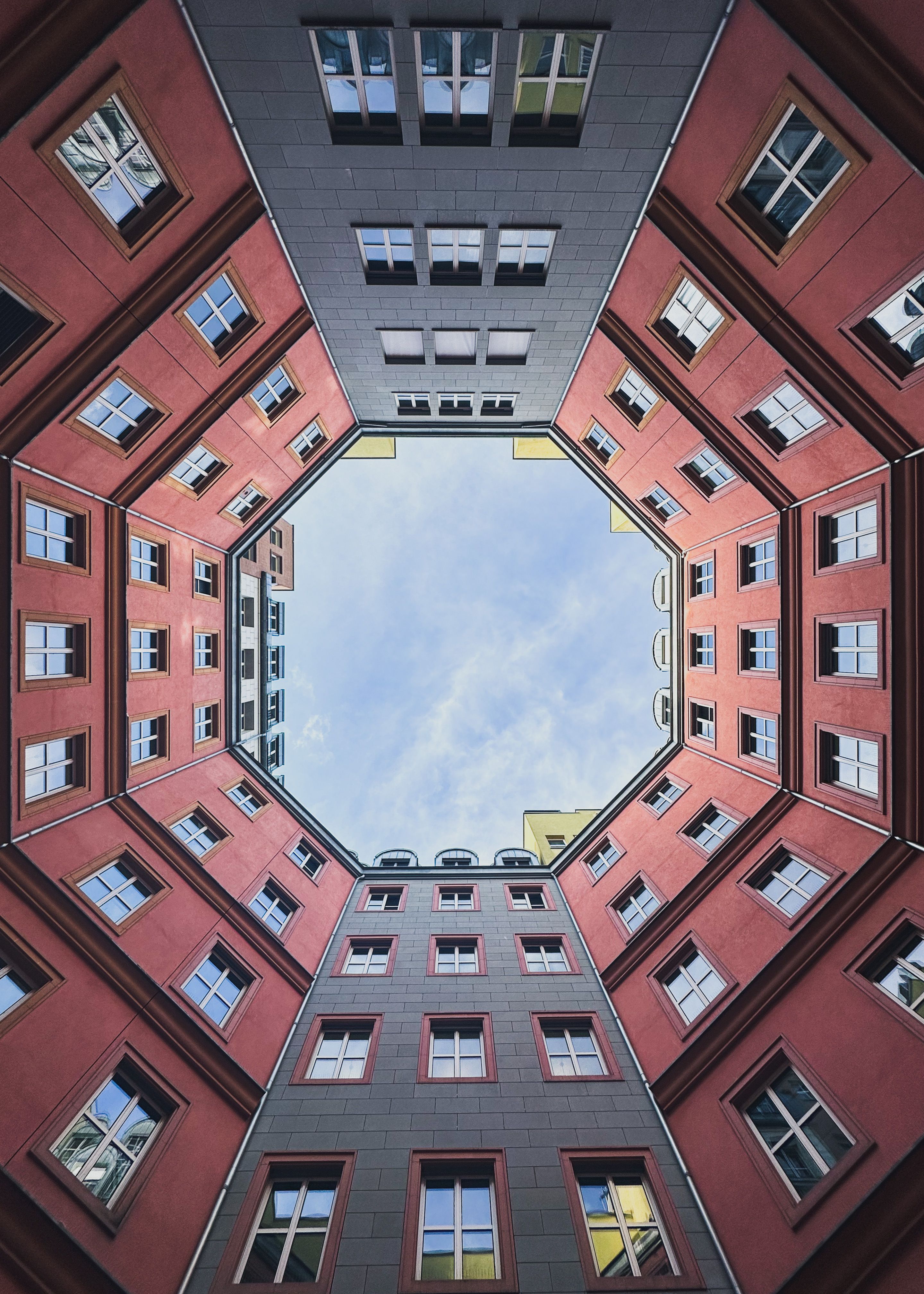 Residential landmark with geometric facade articulation